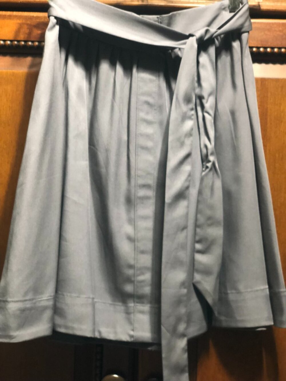 LOFT Outlet Silver Gray Tie Waist Belted Flare Skirt XS